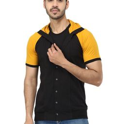 Black Collection Men Colourblocked Shirt Collar Cotton Casual Sweatshirt-image-79