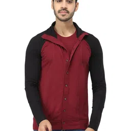 Black Collection Men Colourblocked Shirt Collar Cotton Casual Sweatshirt-image-82
