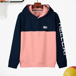 HELLCAT Girls Colourblocked Hooded Regular Fit Cotton T-Shirt-image-10