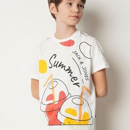 Jack & Jones Junior Boys Typography Printed Pure Cotton T-shirt-image-85