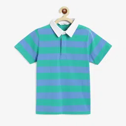 Campana Boys Striped Polo Collar Cotton T-shirt-image-65