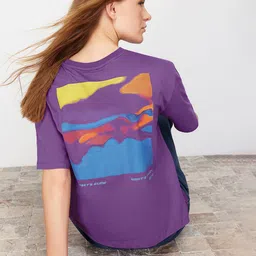 Trendyol Graphic Printed Drop-Shoulder Sleeves Pure Cotton Casual T-shirt-image-35