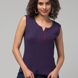BAESD Notch Neck Sleeveless Casual T-shirt-image-63