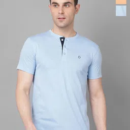 Dollar Pack Of 2 Henley Neck Cotton T-shirt-image-83