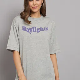 Imsa Moda Typography Printed Cotton Oversized Longline T-shirt-image-65