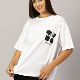 THE HOLLANDER Women Printed Drop-Shoulder Sleeves Pockets T-shirt-image-75