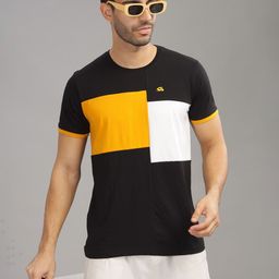 ADRO Colourblocked Regular Fit Cotton T-shirt-image-94