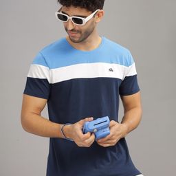 ADRO Colourblocked Regular Fit Cotton T-shirt-image-98