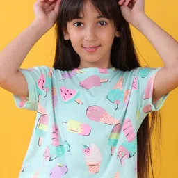 Anthrilo Girls Conversational Printed Drop Shoulder Sleeves Pure Cotton T-shirt-picture-0