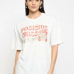 Mast & Harbour Women Typography Printed Round Neck Pure Cotton T-shirt-picture-22