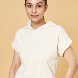 Ajile by Pantaloons Typography Hooded Extended Sleeves Cotton T-shirt-image-67