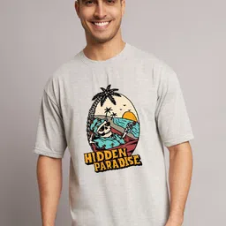 The Modern Soul Men Grey Melange Typography Printed T-shirt-image-92