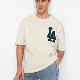 Trendyol Men Typography Printed Round Neck T-shirt-image-7