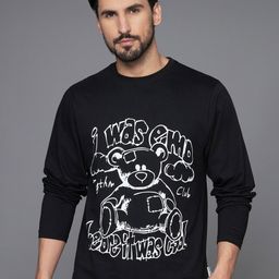 The Dry State Black & White Typography Printed Cotton T-shirt-image-68