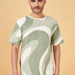 7 Alt by Pantaloons Abstract Printed Round Neck Cotton Relaxed Fit T-shirt-image-97