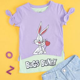 Pantaloons Junior Girls Bugs Bunny Printed Cap Sleeves Cotton T-shirt-image-23
