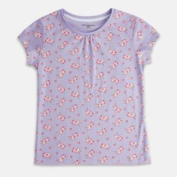 Pantaloons Junior Girls Conversational Printed Cap Sleeve Cotton T-shirt-image-52
