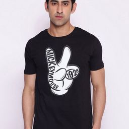 Disney by Wear Your Mind Men BlackWhite Mickey Mouse Printed Pure Cotton T-shirt-image-16