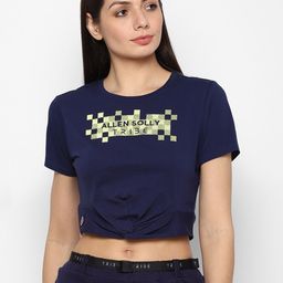 Allen Solly Woman Women Navy Blue Printed T-shirt-image-41