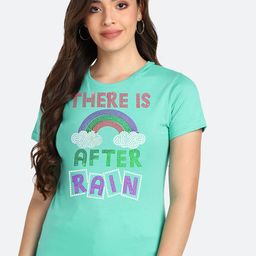 shashvi Women Sea Green Typography Embellished T-shirt-image-99