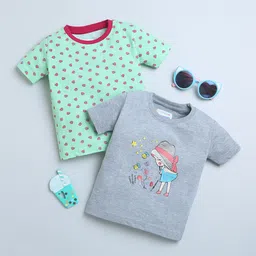BUMZEE Girls 2 Printed Round Neck Applique T-shirt-image-68