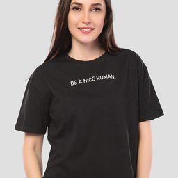 Juliet Women Typography Printed Round Neck Cotton Relaxed Fit T-shirt-image-50