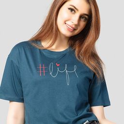 Juliet Women Typography Printed Round Neck Cotton Boxy T-shirt-image-60