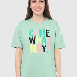 Juliet Women Typography Printed Round Neck Cotton Relaxed Fit T-shirt-image-45