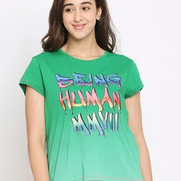 Being Human Women Green Printed Relaxed Fit Cotton T-shirt-picture-30