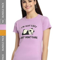 Fabflee Pack Of 2 Typography Printed Cotton T-shirt-picture-37