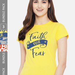 Fabflee Pack Of 3 Typography Printed Cotton T-shirt-image-74