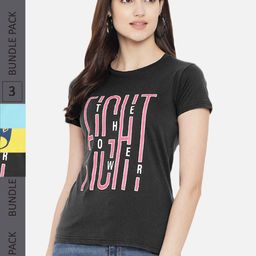 Fabflee Pack Of 3 Typography Printed Cotton T-shirt-image-114