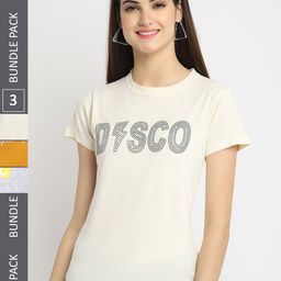Fabflee Pack Of 3 Typography Printed Cotton T-shirt-image-112