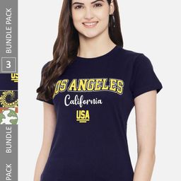 Fabflee Pack Of 3 Typography Printed Cotton T-shirt-image-108