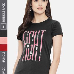 Fabflee Pack Of 3 Typography Printed Cotton T-shirt-picture-46