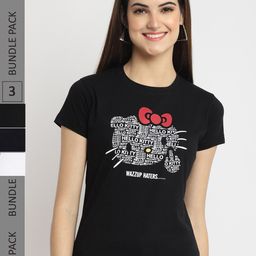 Fabflee Pack Of 3 Mickey Mouse Graphic Printed Cotton T- Shirts-image-87