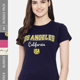 Fabflee Pack Of 3 Typography Printed Cotton T-Shirt-image-103