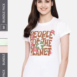Fabflee Pack Of 3 Typography Printed Cotton T-shirts-image-93