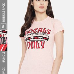 Fabflee Women Multicoloured Typography 3 Printed T-shirt-image-79