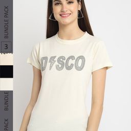 Fabflee Pack Of 3 Typography Printed Cotton T-shirt-image-136