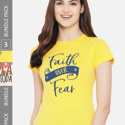 Fabflee Pack Of 3 Typography Printed Cotton T-shirt-image-98