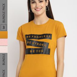 Fabflee Pack Of 3 Typography Printed Cotton T-shirt-picture-25