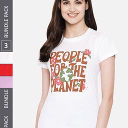 Fabflee Pack Of 3 Typography Printed Cotton T-shirts-image-94
