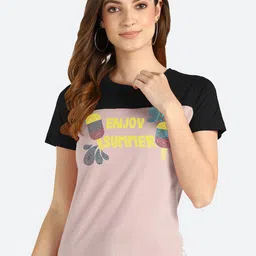 shashvi Women Black Typography Printed T-shirt-picture-2