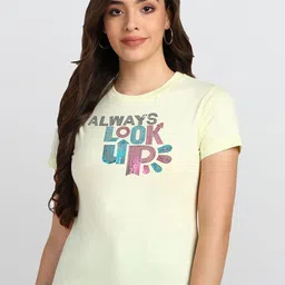 shashvi Women Yellow Embellished Slim Fit T-shirt-picture-34