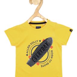 Allen Solly Junior Boys Yellow Typography Printed Cotton T-shirt-image-1