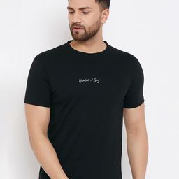HARBOR N BAY Men Black Typography Printed T-shirt-image-59