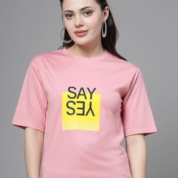 Clora Creation Typography Printed Round Neck T-shirt-image-62