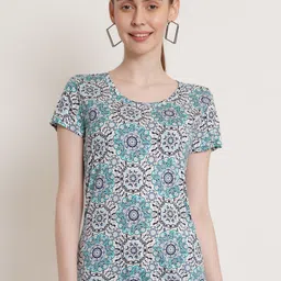 Hive91 Floral Printed Cotton T-shirt-image-31