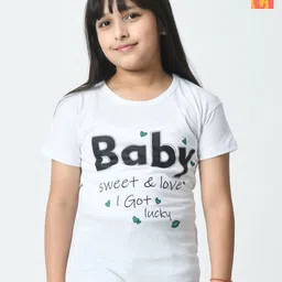 BAESD Girls Typography 2 Printed Raw Edge T-shirt-picture-24